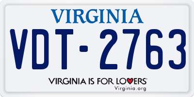 VA license plate VDT2763