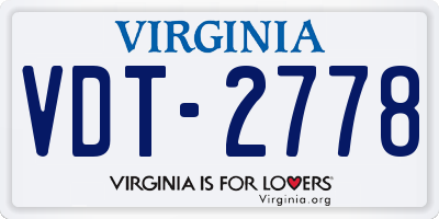VA license plate VDT2778