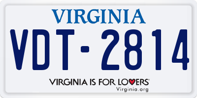VA license plate VDT2814
