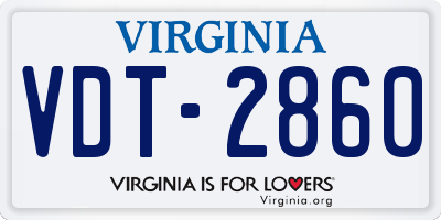 VA license plate VDT2860