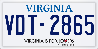 VA license plate VDT2865