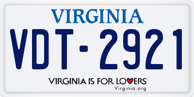 VA license plate VDT2921