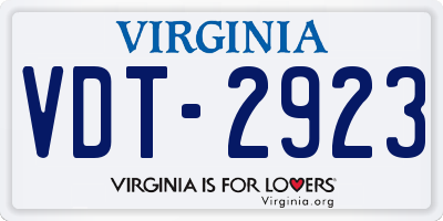 VA license plate VDT2923