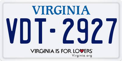 VA license plate VDT2927