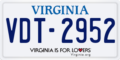 VA license plate VDT2952