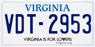 VA license plate VDT2953