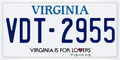 VA license plate VDT2955