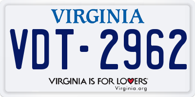 VA license plate VDT2962