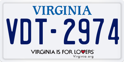 VA license plate VDT2974