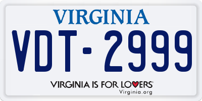 VA license plate VDT2999