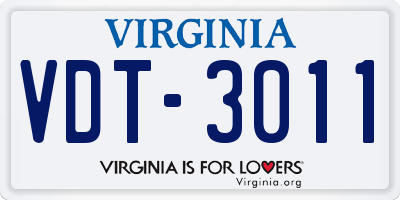 VA license plate VDT3011