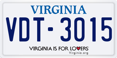 VA license plate VDT3015