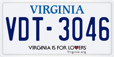 VA license plate VDT3046