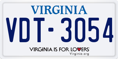 VA license plate VDT3054