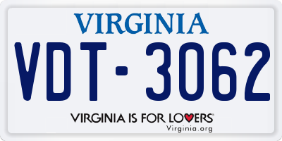 VA license plate VDT3062