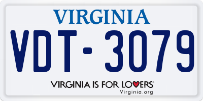 VA license plate VDT3079