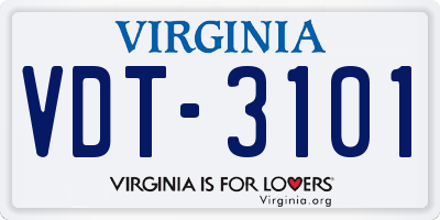 VA license plate VDT3101