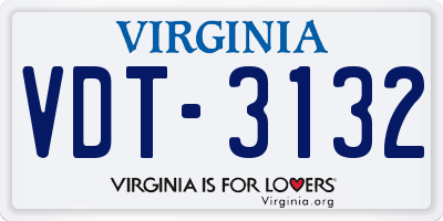 VA license plate VDT3132