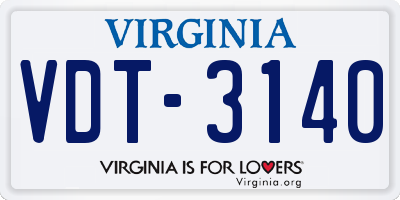 VA license plate VDT3140