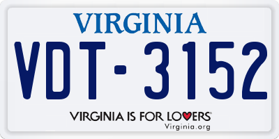 VA license plate VDT3152