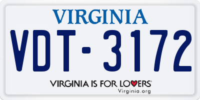 VA license plate VDT3172
