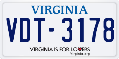 VA license plate VDT3178