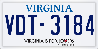 VA license plate VDT3184