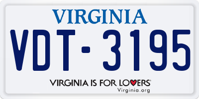 VA license plate VDT3195
