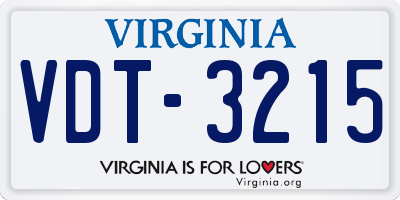 VA license plate VDT3215