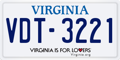 VA license plate VDT3221