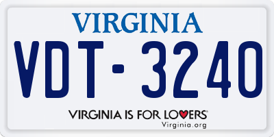 VA license plate VDT3240