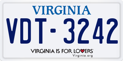 VA license plate VDT3242