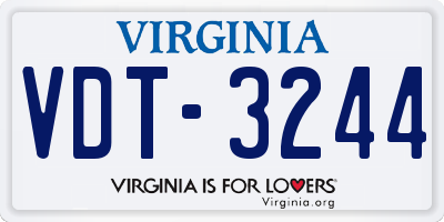 VA license plate VDT3244