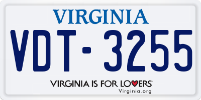 VA license plate VDT3255