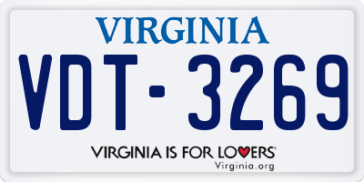 VA license plate VDT3269