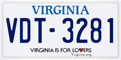 VA license plate VDT3281
