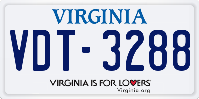 VA license plate VDT3288