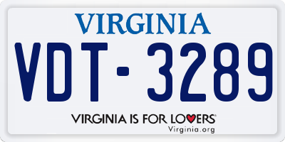 VA license plate VDT3289
