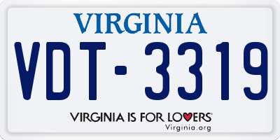 VA license plate VDT3319
