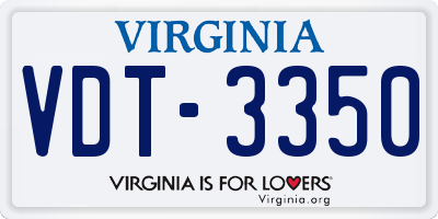 VA license plate VDT3350