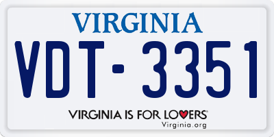 VA license plate VDT3351