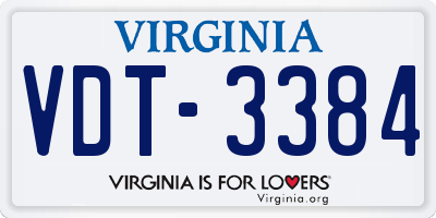 VA license plate VDT3384