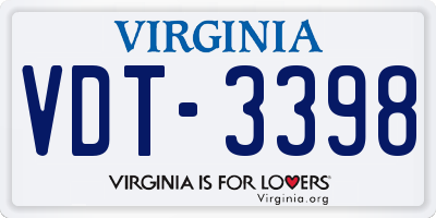 VA license plate VDT3398