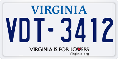 VA license plate VDT3412