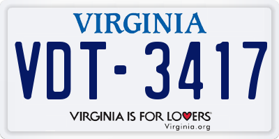 VA license plate VDT3417