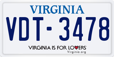 VA license plate VDT3478