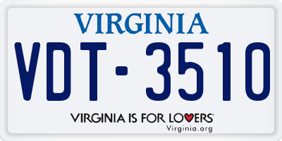 VA license plate VDT3510