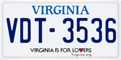 VA license plate VDT3536