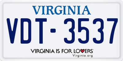 VA license plate VDT3537