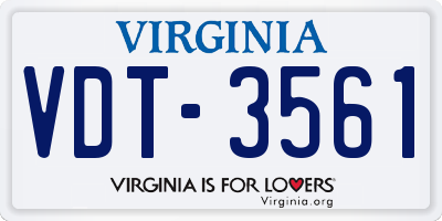 VA license plate VDT3561